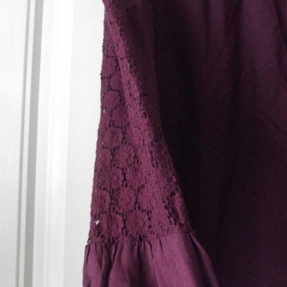 Purple Long Sleeve Peasant Top Blouse Sheer Lace with Lace - Picture 8 of 10